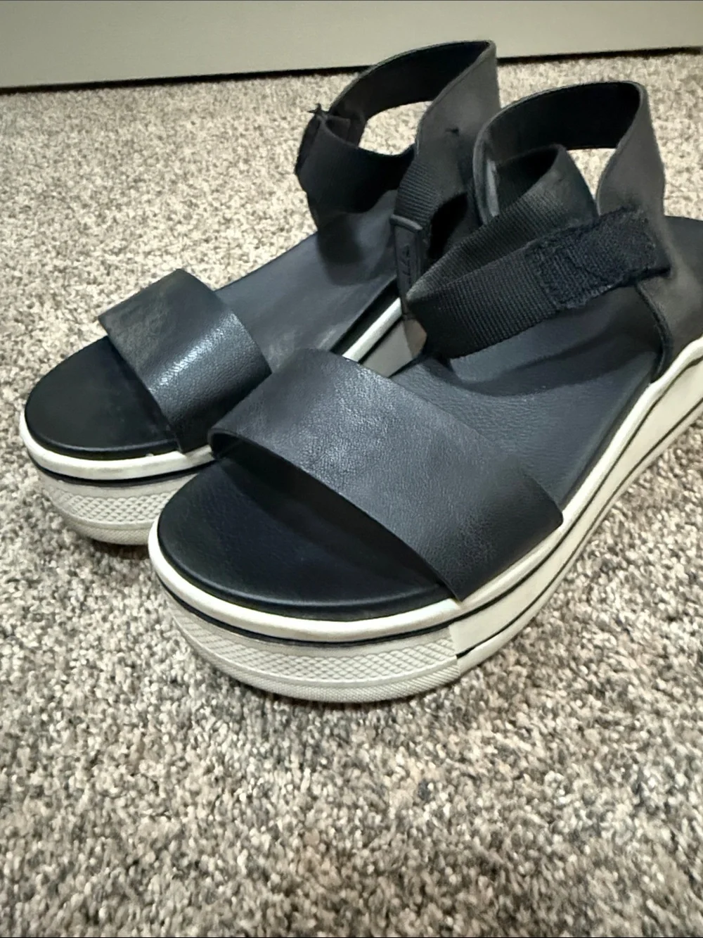 MIA Black Platform Sandals with Ivory-Trim Sole